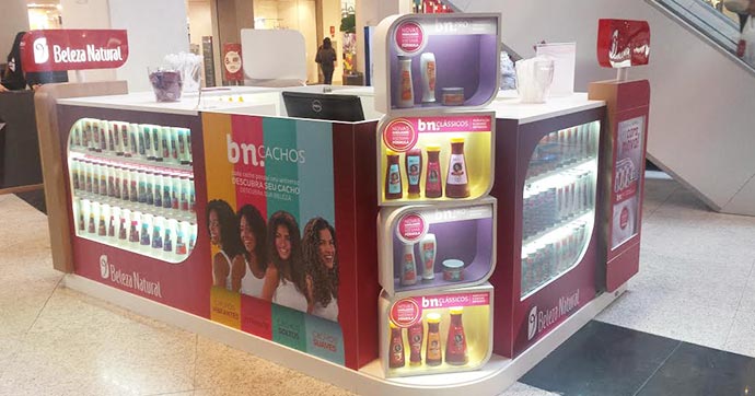 Quiosque de produtos para cabelo
